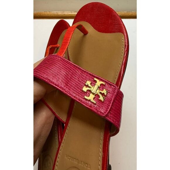 Tory Burch Pink Orange Kira Thong Sandals Sz. 7 - Picture 7 of 7